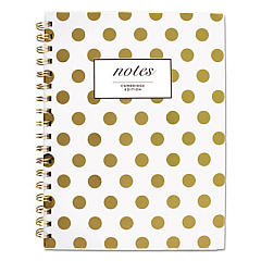 Cambridge Gold Dots Hardcover Notebook, 1 Subject, Wide/Legal Rule, White/Gold Cover, 9.5 x 7, 80 Sheets (59016)