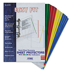 Stride EasyFit Sheet Protectors, 8.5 x 11, Portrait, Assorted Colors, 100/Box (61200)