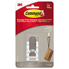 Command Decorative Hooks, Medium, 1 Hook and 2 Strips/Pack (MR12SSES)