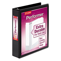 Cardinal Performer ClearVue Slant-D Ring Binder, 3 Rings, 1.5" Capacity, 11 x 8.5, Black (17401)