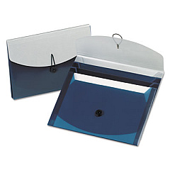 Pendaflex Four-Pocket Poly Slide File, 4 Sections, Cord/Hook Closure, Letter Size, Blue/Silver (50965)