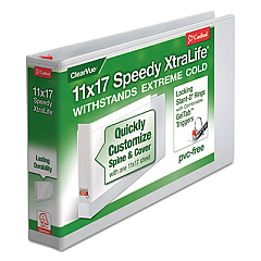 Cardinal Speedy XtraLife Non-Stick Locking Slant-D Ring Binder, 3 Rings, 2" Capacity, 11 x 17, White (56220)
