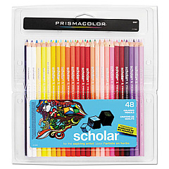 Prismacolor Scholar Colored Pencil Set, 3 mm, HB (#2.5), Assorted Lead/Barrel Colors, 48/Pack (92807)