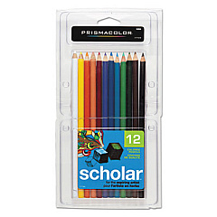 Prismacolor Scholar Colored Pencil Set, 3 mm, 2B (#2), Assorted Lead/Barrel Colors, Dozen (92804)