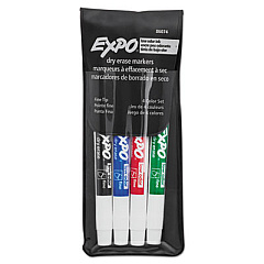 EXPO Low-Odor Dry-Erase Marker, Fine Bullet Tip, Assorted Colors, 4/Set (86074)