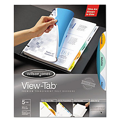 Wilson Jones Round View-Tab Transparent Index Dividers, 5-Tab, 11 x 8.5, Assorted, 1 Set (55061)