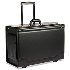 STEBCO Rolling Catalog Case, Fits Devices Up to 18.4", Leather/Riveted Steel/Tufide, 21.75 x 9.75 x 15.5, Black (341626BLK)