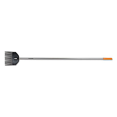 Fiskars Shrub Rake, 8" Head, 66" Handle, Plastic/Aluminum, Black/Orange/Silver (3966101001)