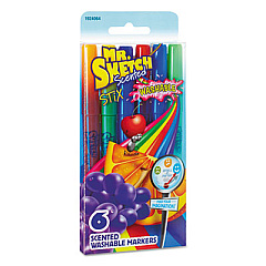 Mr. Sketch Washable Marker Stixs, Extra-Fine 0.8 mm Bullet Tip, Assorted Colors, 6/Set (1924064)