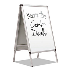 Quartet Improv A-Frame Sign with Total Erase Surface, Aluminum, 28.5 x 42, Silver (AF32)