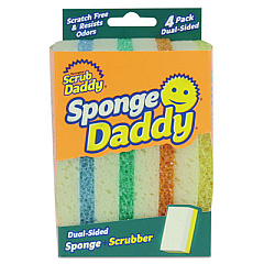 Scrub Daddy Sponge Daddy Dual-Sided Sponge, 3.38 x 5.56, 2.63" Thick, Assorted Colors, 4/Pack, 20 Packs/Carton (SPDDY4)