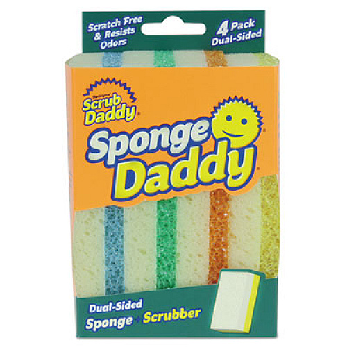Scrub Daddy Sponge Daddy Dual-Sided Sponge, 3.38 x 5.56, 2.63" Thick, Assorted Colors, 4/Pack, 20 Packs/Carton (SPDDY4)