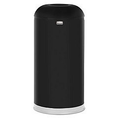 Rubbermaid Commercial Round Top Open Top Waste Receptacle, 15 gal, 15" Diameter, Black, Steel (R32EGLBK)