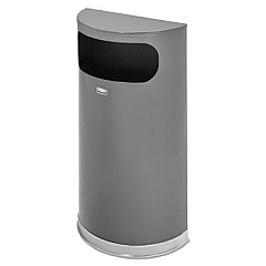Rubbermaid Commercial Half Round Flat Top Waste Receptacle, 9 gal, Anthracite Metallic w/Chrome Trim (SO820PLANT)