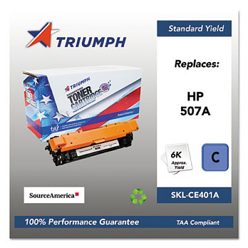 Triumph 751000NSH1280 Remanufactured CE401A (507A) Toner, 6,000 Page-Yield, Cyan