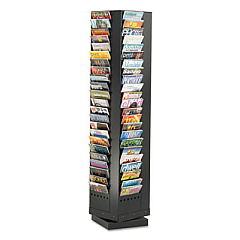 Safco Steel Rotary Magazine Rack, 92 Compartments, 14w x 14d x 68h, Black (4325BL)
