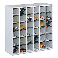 Safco Wood Mail Sorter with Adjustable Dividers, Stackable, 36 Compartments, Gray (7766GR)