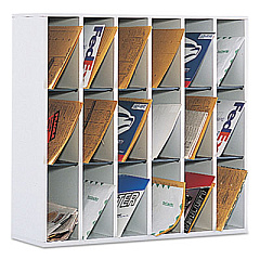 Safco Wood Mail Sorter with Adjustable Dividers, Stackable, 18 Compartments, Gray (7765GR)