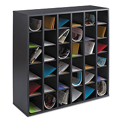 Safco Wood Mail Sorter with Adjustable Dividers, Stackable, 36 Compartments, Black (7766BL)