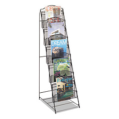 Safco Onyx Magazine Floor Rack, 12.5w x 18.5d x 46h, Black (6461BL)