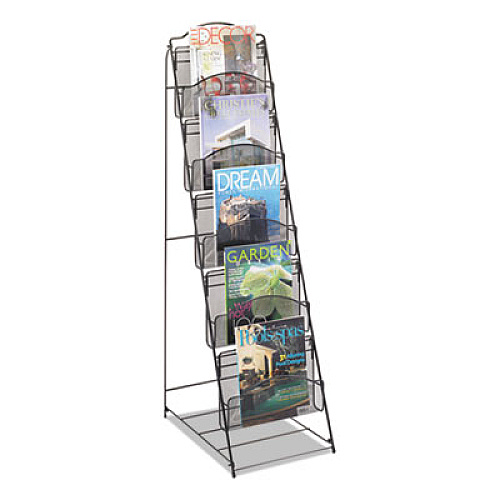 Safco Onyx Magazine Floor Rack, 12.5w x 18.5d x 46h, Black (6461BL)
