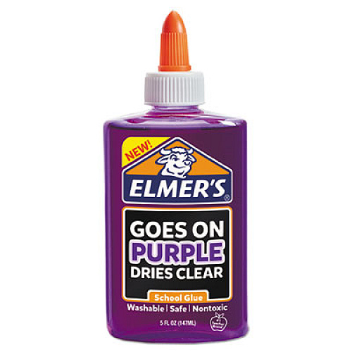Elmer's School Glue Disappearing Purple, 5 oz, Dries Clear, 6/Pack (E5500)