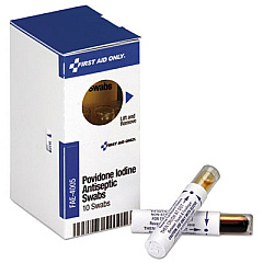 First Aid Only Povidone Iodine First Aid Antiseptic Swabs, 0.01 oz, 10/Box (FAE4005)