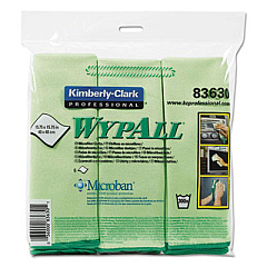 WypAll Microfiber Cloths, Reusable, 15.75 x 15.75, Green, 6/Pack (83630)