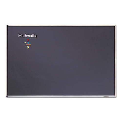 Quartet Porcelain Black Chalkboard with Aluminum Frame, 48 x 96, Silver (PCA408B)