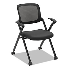 HON VL314 Mesh Back Nesting Chair, Supports Up to 250 lb, Black (VL314BLK)