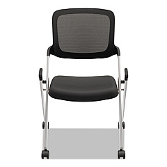 HON VL304 Mesh Back Nesting Chair, Supports Up to 250 lb, Black Seat/Back, Silver Base (VL304SLVR)