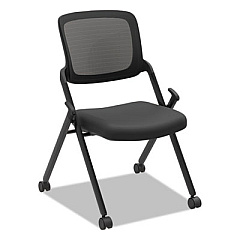 HON VL304 Mesh Back Nesting Chair, Supports Up to 250 lb, Black (VL304BLK)
