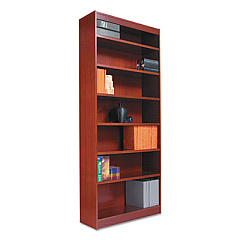 Alera Square Corner Wood Bookcase, Six-Shelf, 35.63w x 11.81d x 71.73h, Medium Cherry (ALEBCS67236MC)