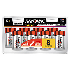 Rayovac Fusion Advanced Alkaline D Batteries, 8/Pack (8138LTFUSK)