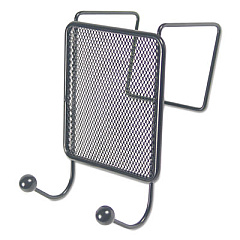 Universal Wire Mesh Partition Coat Hook, 4.13 x 5.25 x 6, Over-the-Door/Over-the-Panel Mount, Black (UNV20017)