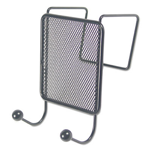 Universal Wire Mesh Partition Coat Hook, 4.13 x 5.25 x 6, Over-the-Door/Over-the-Panel Mount, Black (UNV20017)