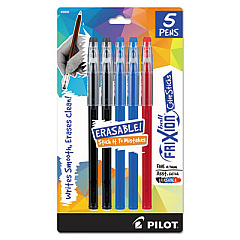 Pilot Blister-Carded FriXion ColorSticks Erasable Gel Pen, Stick, Fine 0.7 mm, Assorted Ink and Barrel Colors, 5/Pack (32442)