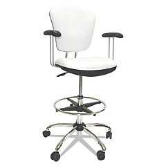 ShopSol Lab and Healthcare Seating, Supports Up to 300 lb, 21" to 28" Seat Height, White Seat/Back, Chrome Base (1010296)