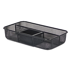 Universal Metal Mesh Organizer Tray, Four Compartments, 10.63 x 6 x 2, Black (UNV20020)
