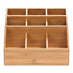Mind Reader Square 9 Compartment Condiment Organizer, 12 x 12 x 5.5, Bamboo (COMP9BMB)