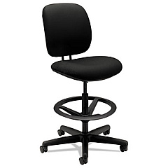 HON ComforTask Task Stool, Adjustable Footring, Supports Up to 300 lb, 22" to 32" Seat Height, Black (5905CU10T)