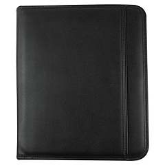 Universal Leather Textured Zippered PadFolio with Tablet Pocket, 10 3/4 x 13 1/8, Black (UNV32665)