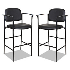 Alera Sorrento Series Stool with Arms, Supports Up to 300 lb, 29.33" Seat Height, Black, 2/Carton (ALEST6616A)