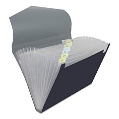 Universal Poly Expanding Files, 13 Sections, Cord/Hook Closure, 1/12-Cut Tabs, Letter Size, Black/Steel Gray (UNV20530)