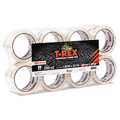 T-REX Packaging Tape, 1.88" Core, 1.88" x 35 yds, Crystal Clear, 8/Pack (285723)