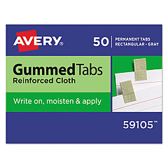 Avery Gummed Reinforced Index Tabs, 1/12-Cut Tabs, Gray, 0.44" Wide, 50/Pack (59105)