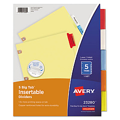 Avery Insertable Big Tab Dividers, 5-Tab, Letter (23280)