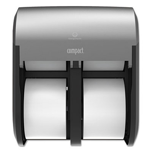 Georgia Pacific Professional Compact Quad Vertical 4-Roll Coreless Dispenser, 12.06 x 8 x 14.44, Stainless Steel (56746A)