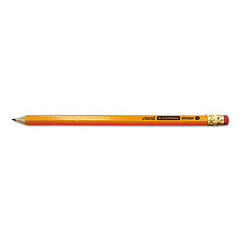Universal Deluxe Blackstonian Pencil, F (#2.5), Black Lead, Yellow Barrel, Dozen (UNV55525)