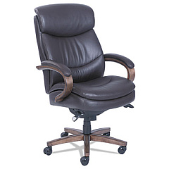 La-Z-Boy Woodbury High-Back Executive Chair, Supports Up to 300 lb, 20.25" to 23.25" Seat Height, Brown Seat/Back, Weathered Sand Base (48962B)